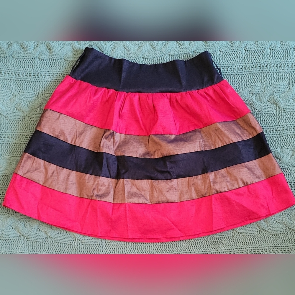 Stylish Red, Black and Brown Striped Skirt